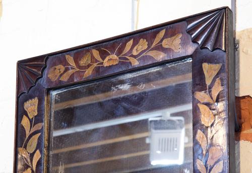 A Mahogany and Floral Dutch Mirror with Carved Corner Spandrels C1820