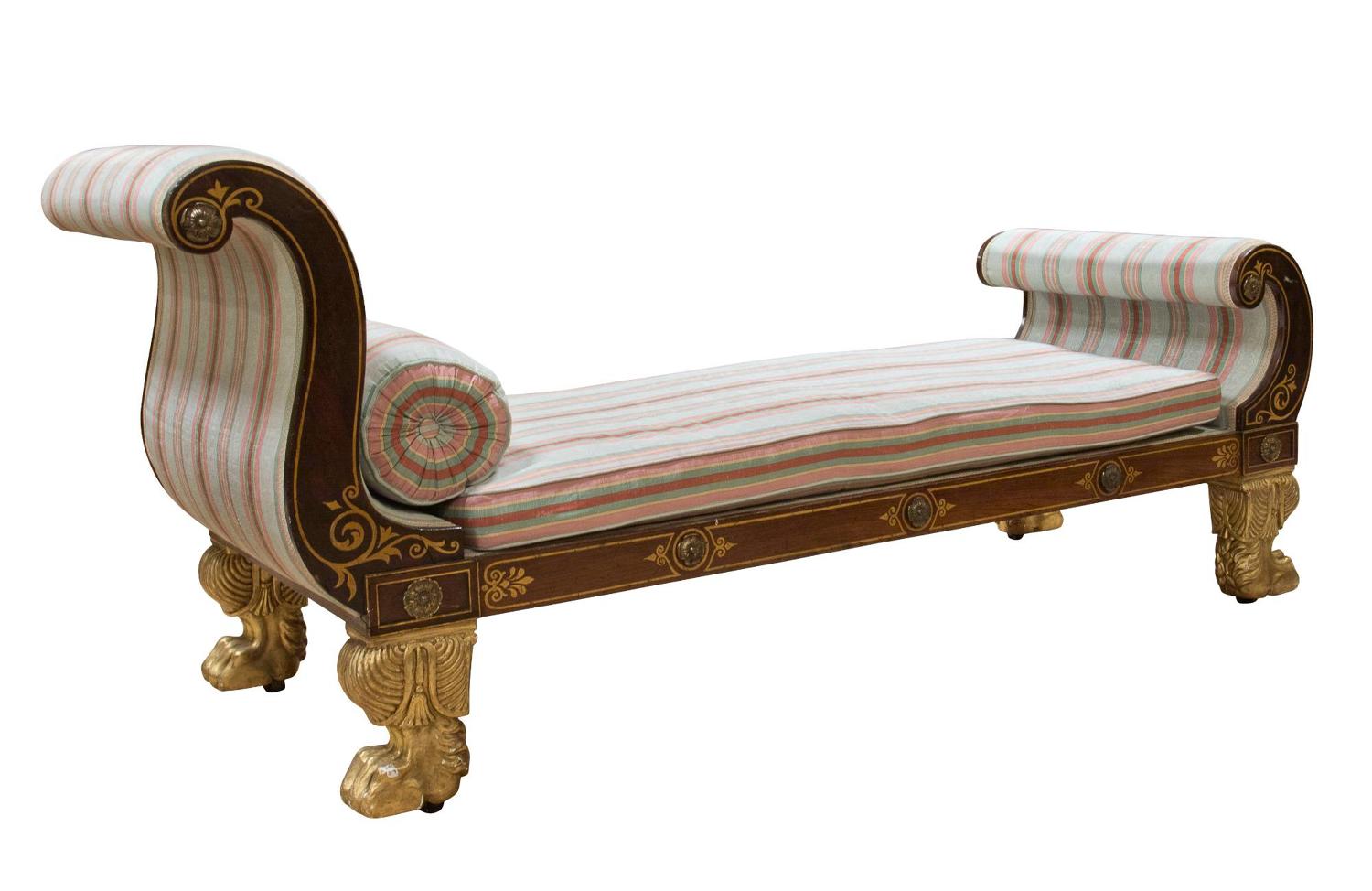 Regency Faux Rosewood and Ormolu Mounted Chaise Longue