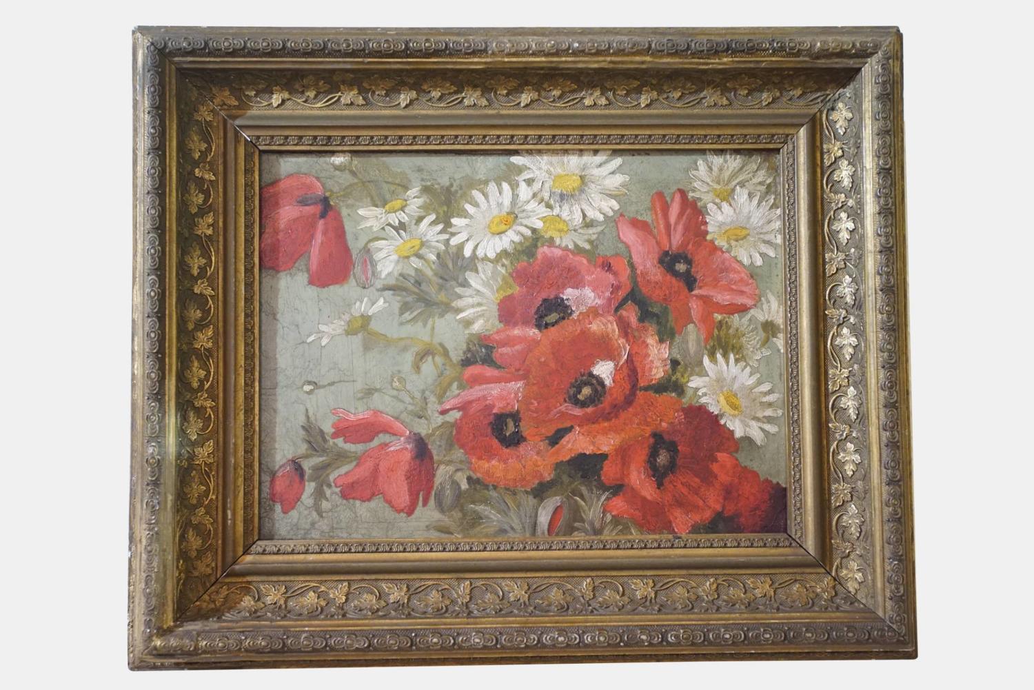 Poppies and Daisies - Oil on Canvs