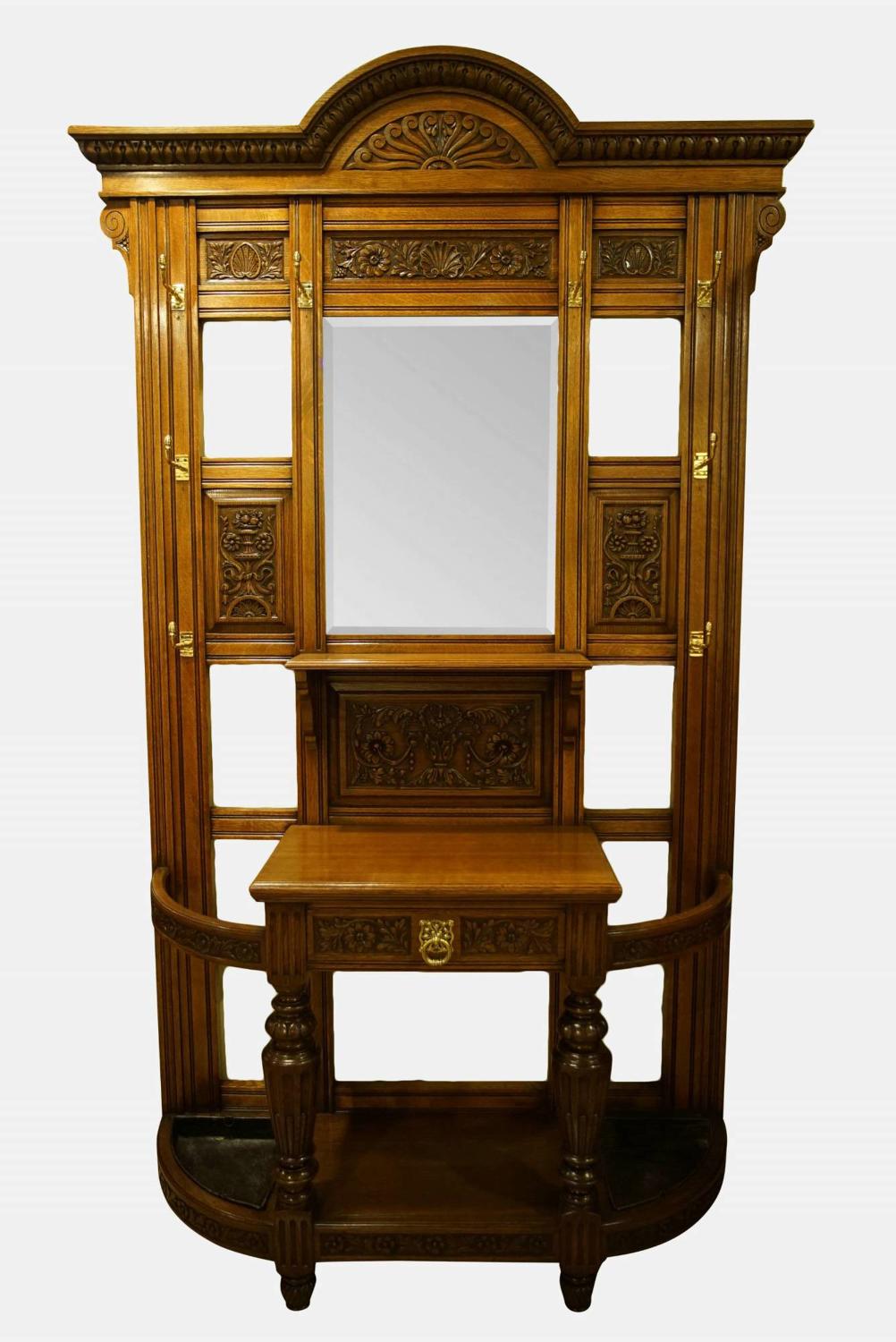 Oak and Brass Hall Stand