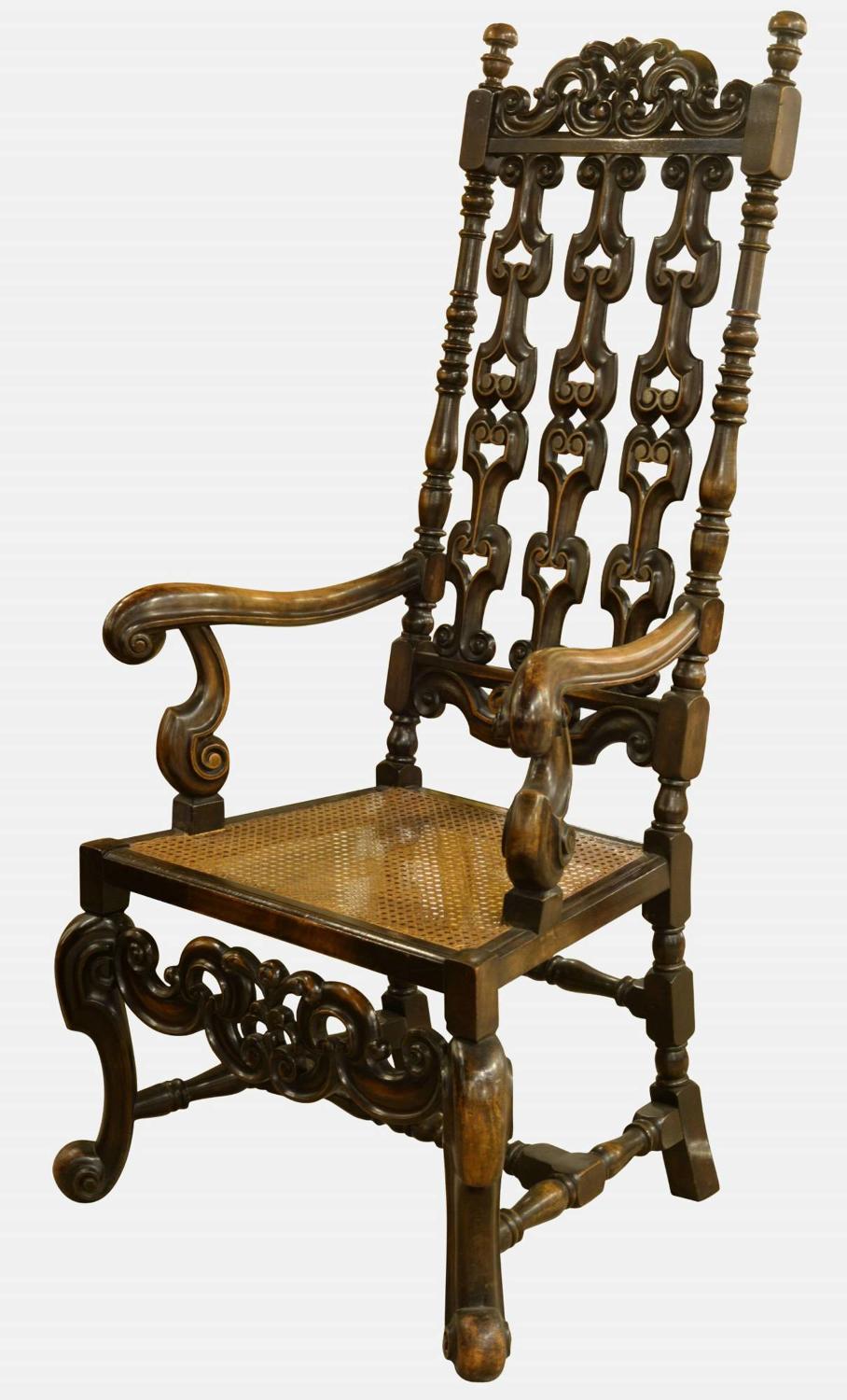19th Century Jacobean Style Throne Chair