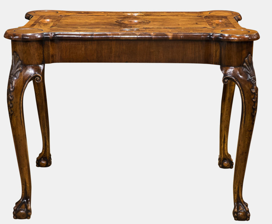 Walnut & Yew Wood Inlaid Centre Games Table