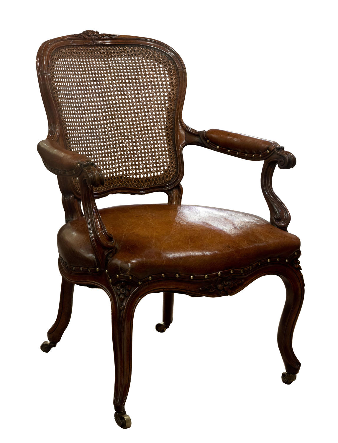 Early 19th century carved walnut arm chair