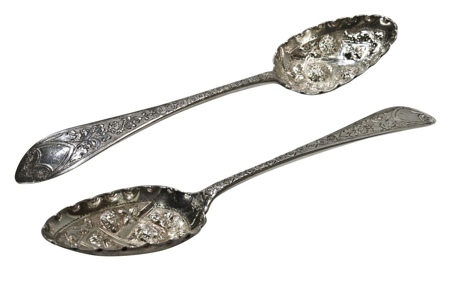 Pair of George III silver berry spoons Edinburgh 1792