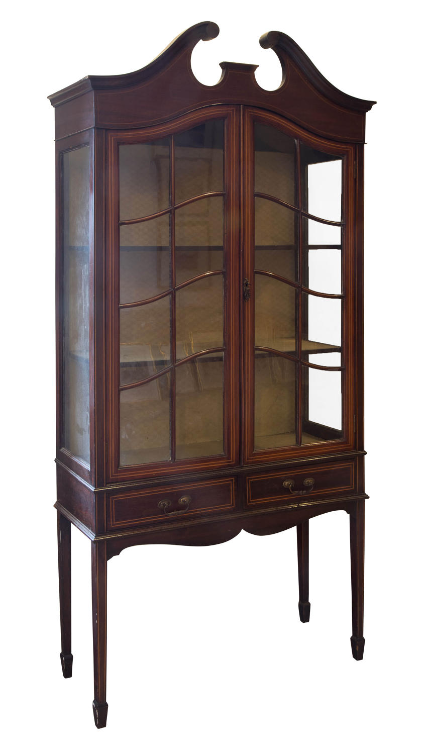 Edwardian mahogany string inlaid  display cabinet