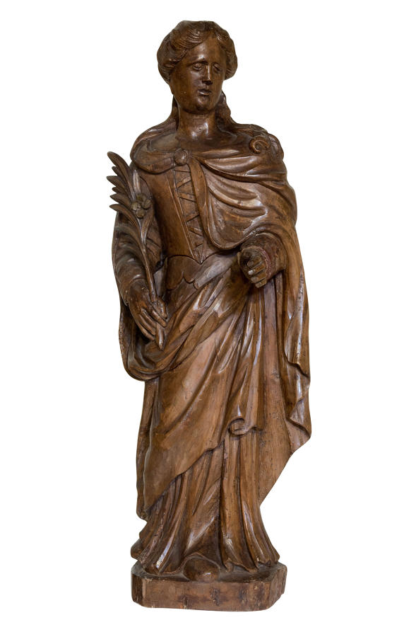 Carved limewood figure of St Catherine of Alexandria 17thc