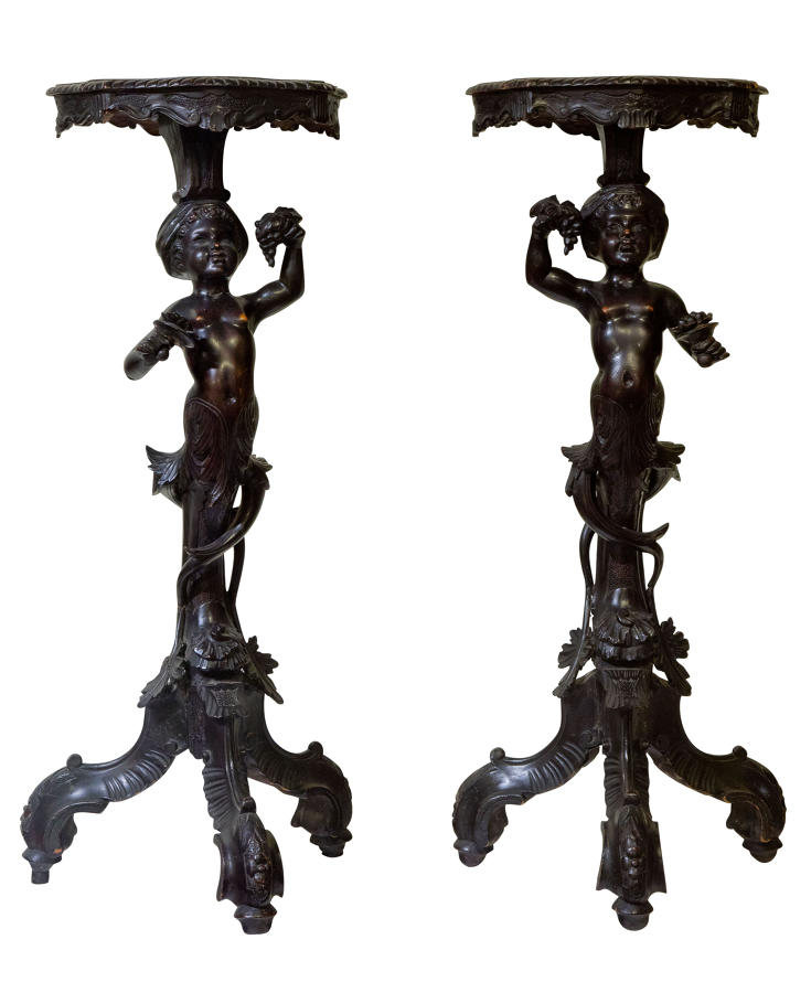 Pair of Italian carved Torcheres c1890
