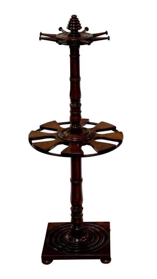 Mahogany revolving 'carousel', stick and parasol stand c1820