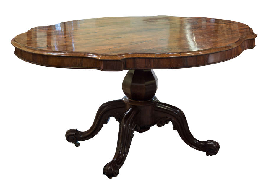 19thC shaped oval rosewood centre table c1860