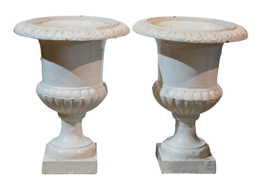 Pair of 19th c Cast Iron Vases