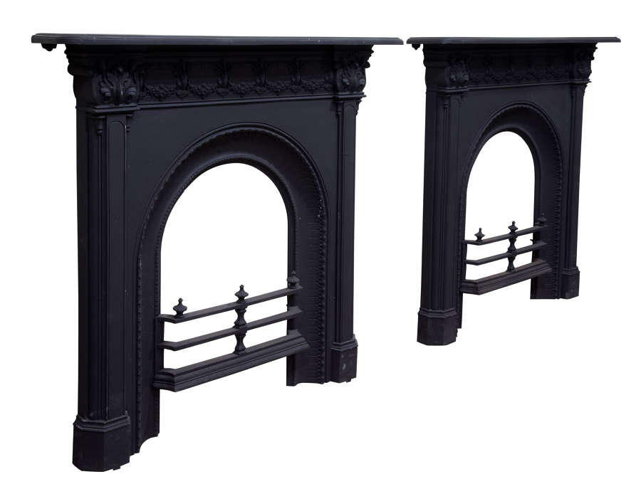 A Pair of Victorian Cast Iron Fire Surrounds c1870
