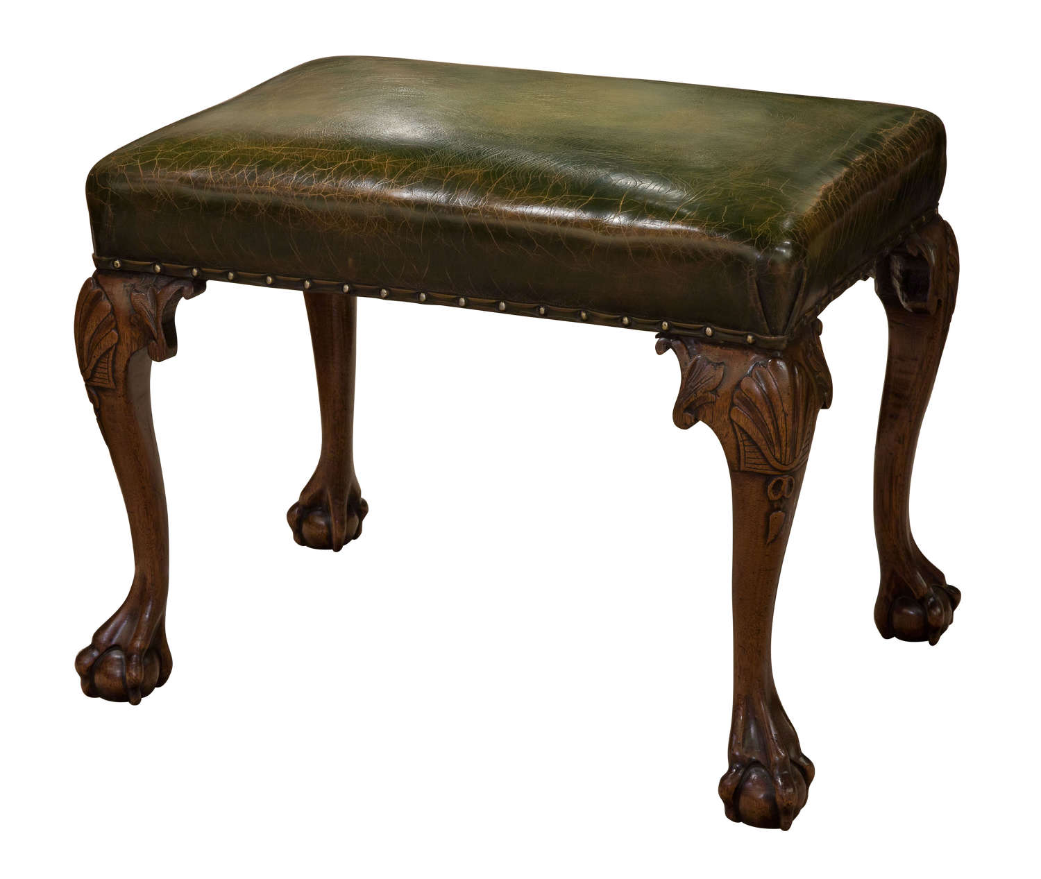 19th Mahogany Leather Topped Stool c1850