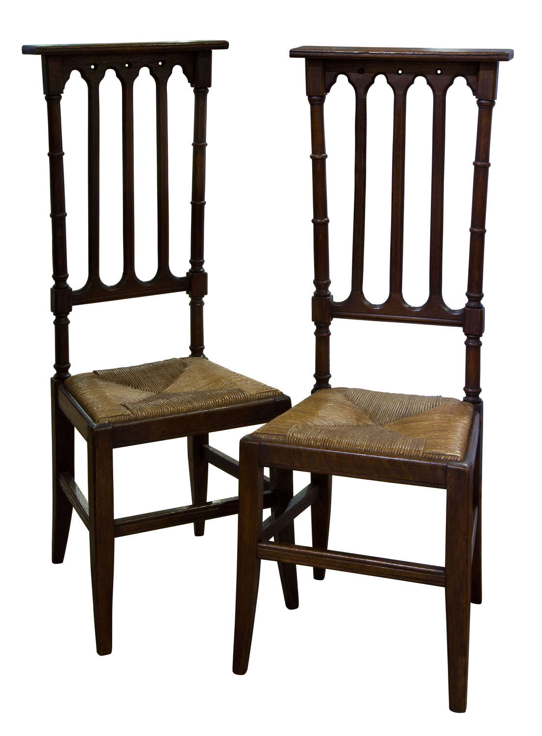 Pair of 19thc Gothic Oak Chapel Chairs