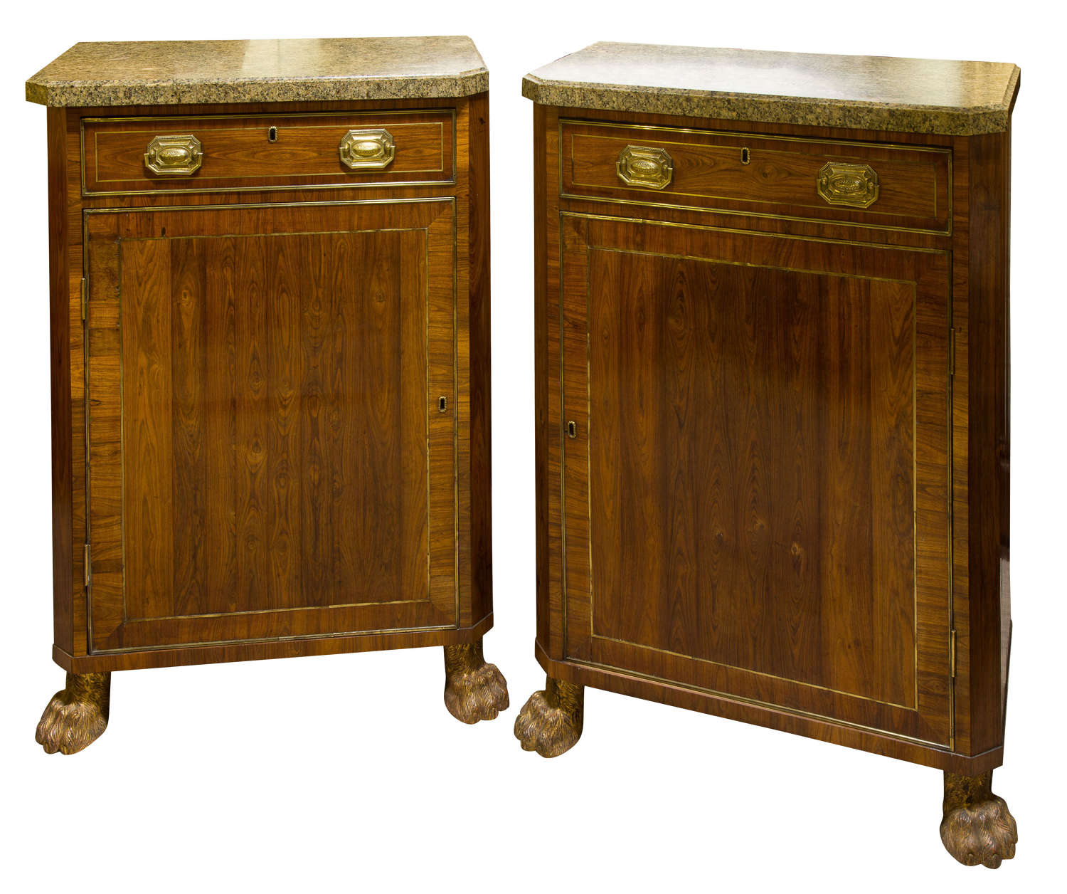 Pair of Regency Marble Topped Side Cabinets