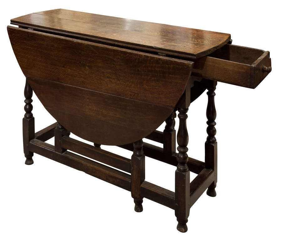 A Late 17th Century Oak Gateleg Table with Original Drawers