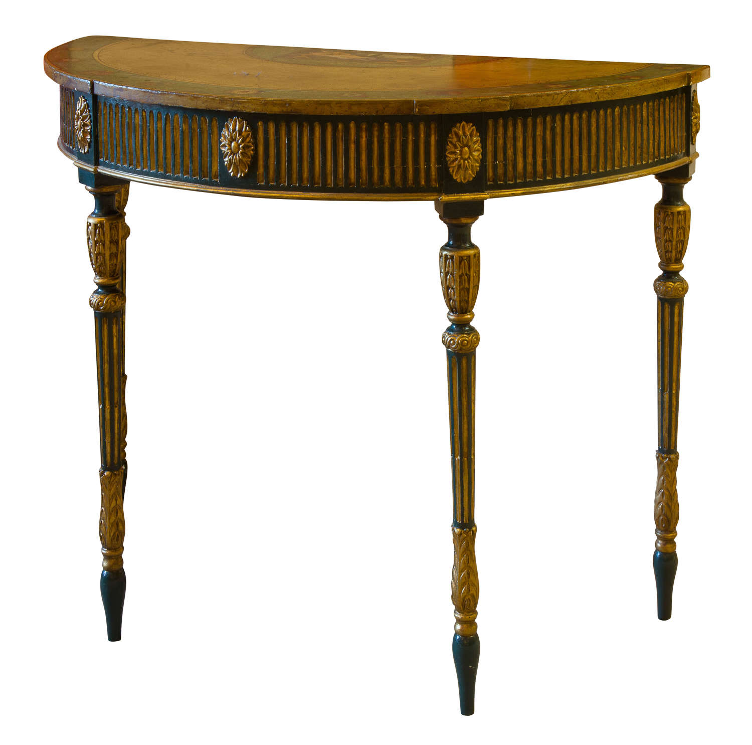 Painted George III style demi lune pier table c1880