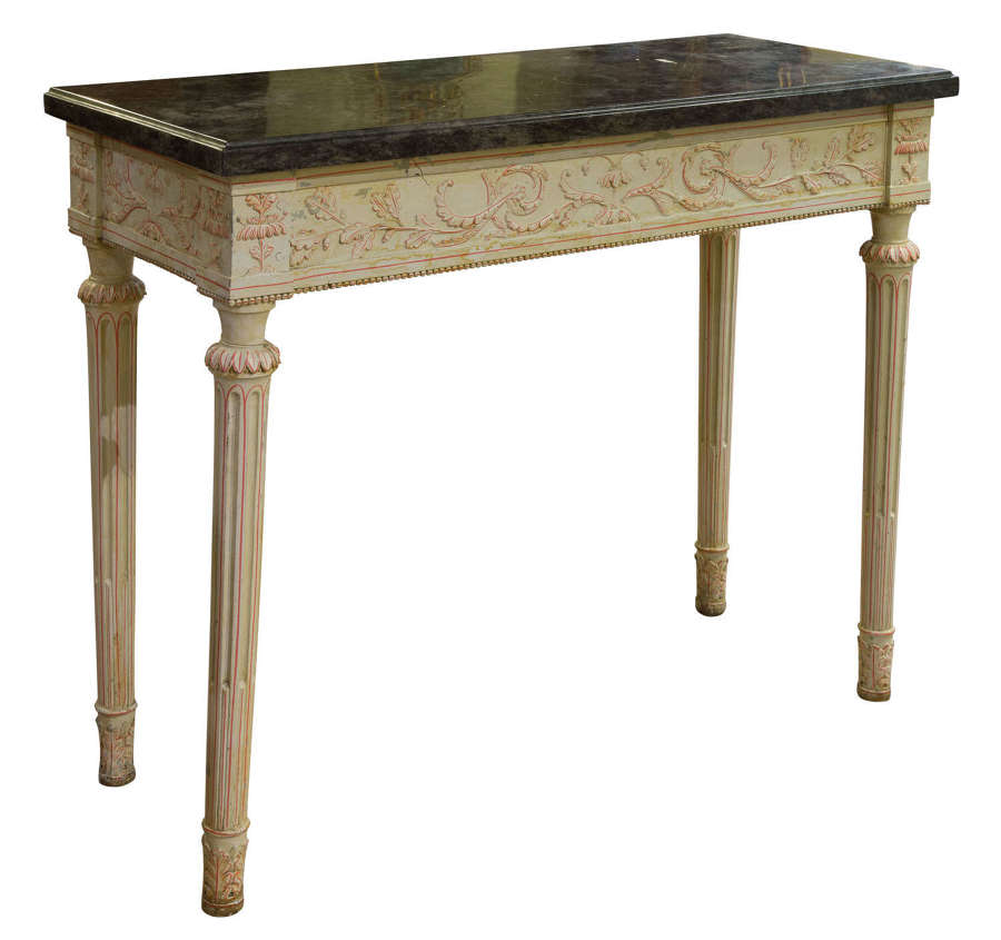 An 18thc continental  painted console table with marble top