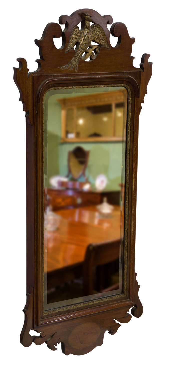 A Chippendale style mahogany & parcel gilt mirror c1900