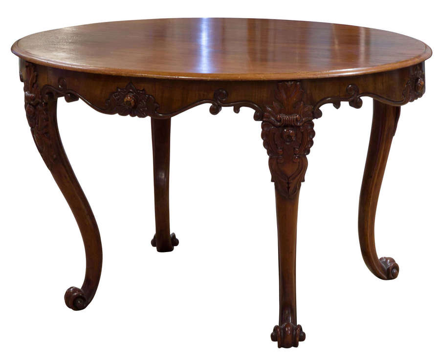 Carved oval mahogany centre table circa 1880