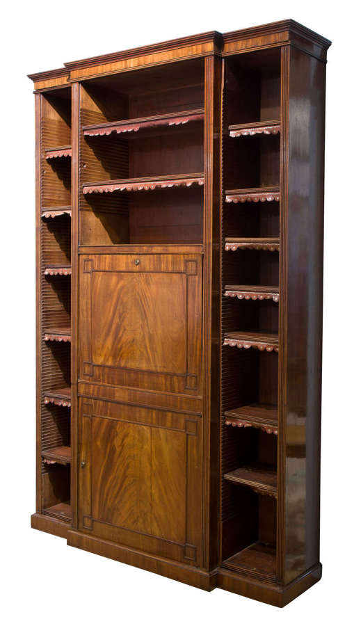 Regency mahogany breakfront bookcase c1810