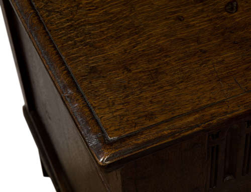 17thc Oak coffer with planked top