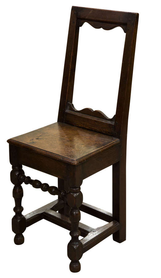 17thc oak back stool circa 1680
