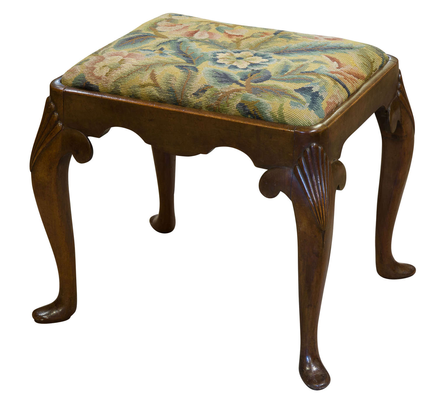 Walnut George I style stool