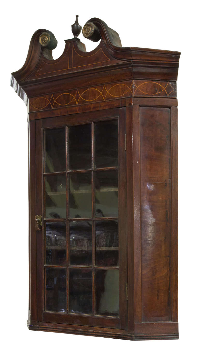 George III mahogany and glazed corner cabinet