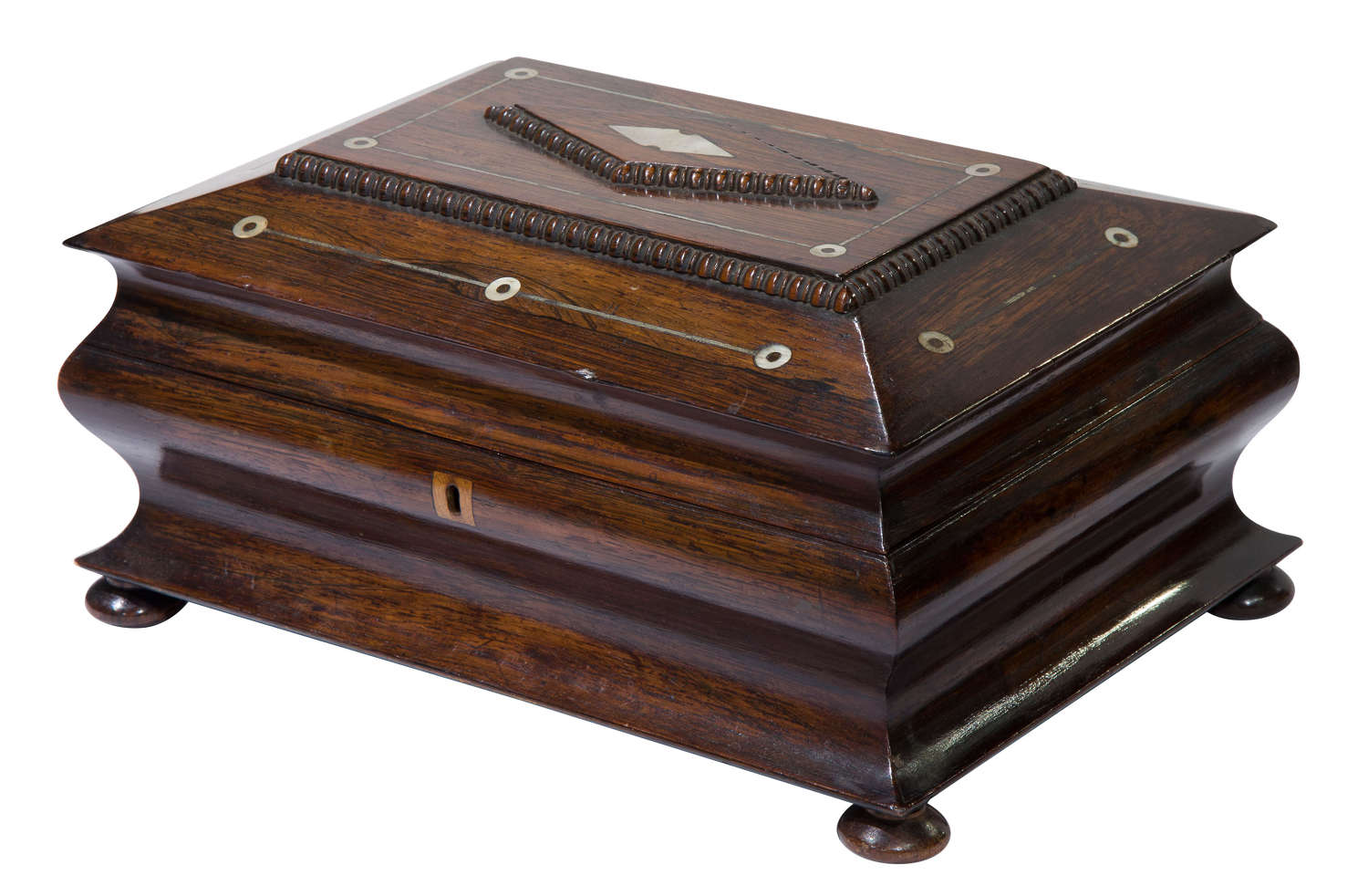 A Victorian rosewood jewellery /sewing box