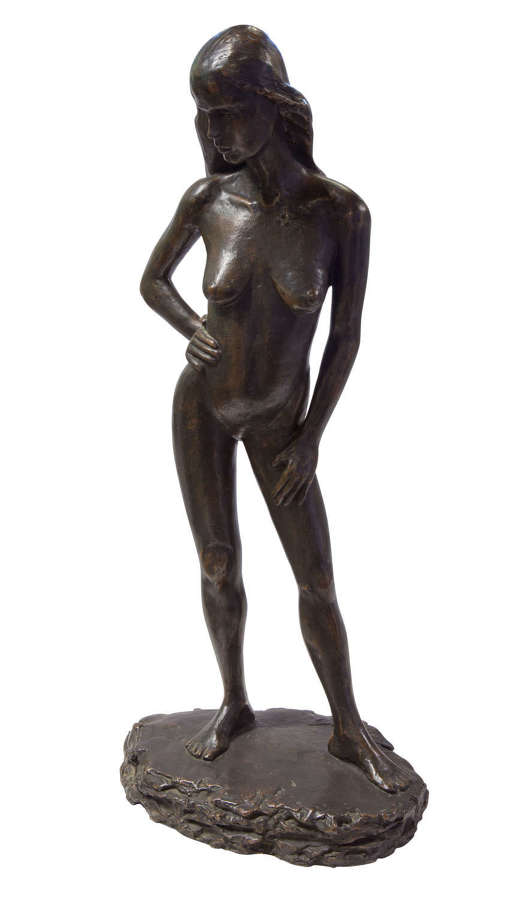 Bronzed terracota figure of a nude lady