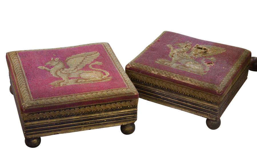 A Pair of Regency Parcel Gilt Footstools