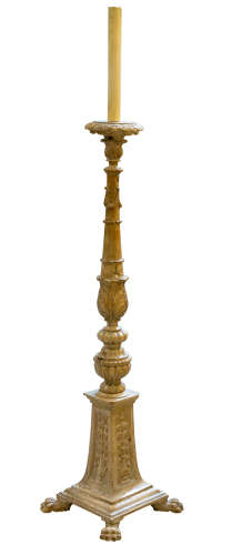 An impressive antique Italian carved pinewood torchere, circa 1900.
