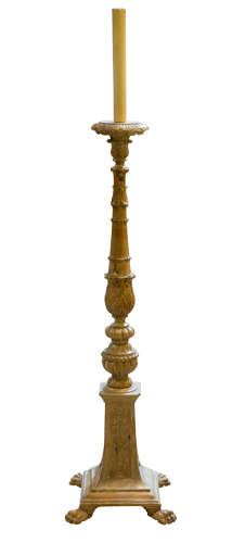 An impressive antique Italian carved pinewood torchere, circa 1900.