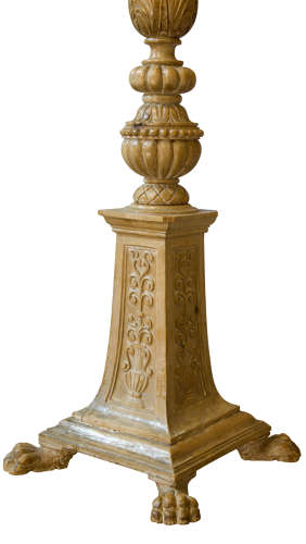 An impressive antique Italian carved pinewood torchere, circa 1900.
