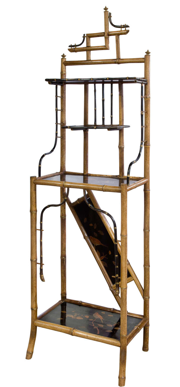 French aesthetic movement bamboo & lacquer etagere