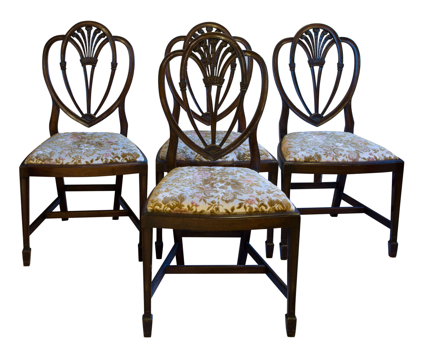 A set of 4 Mahogany Hepplewhite style chairs