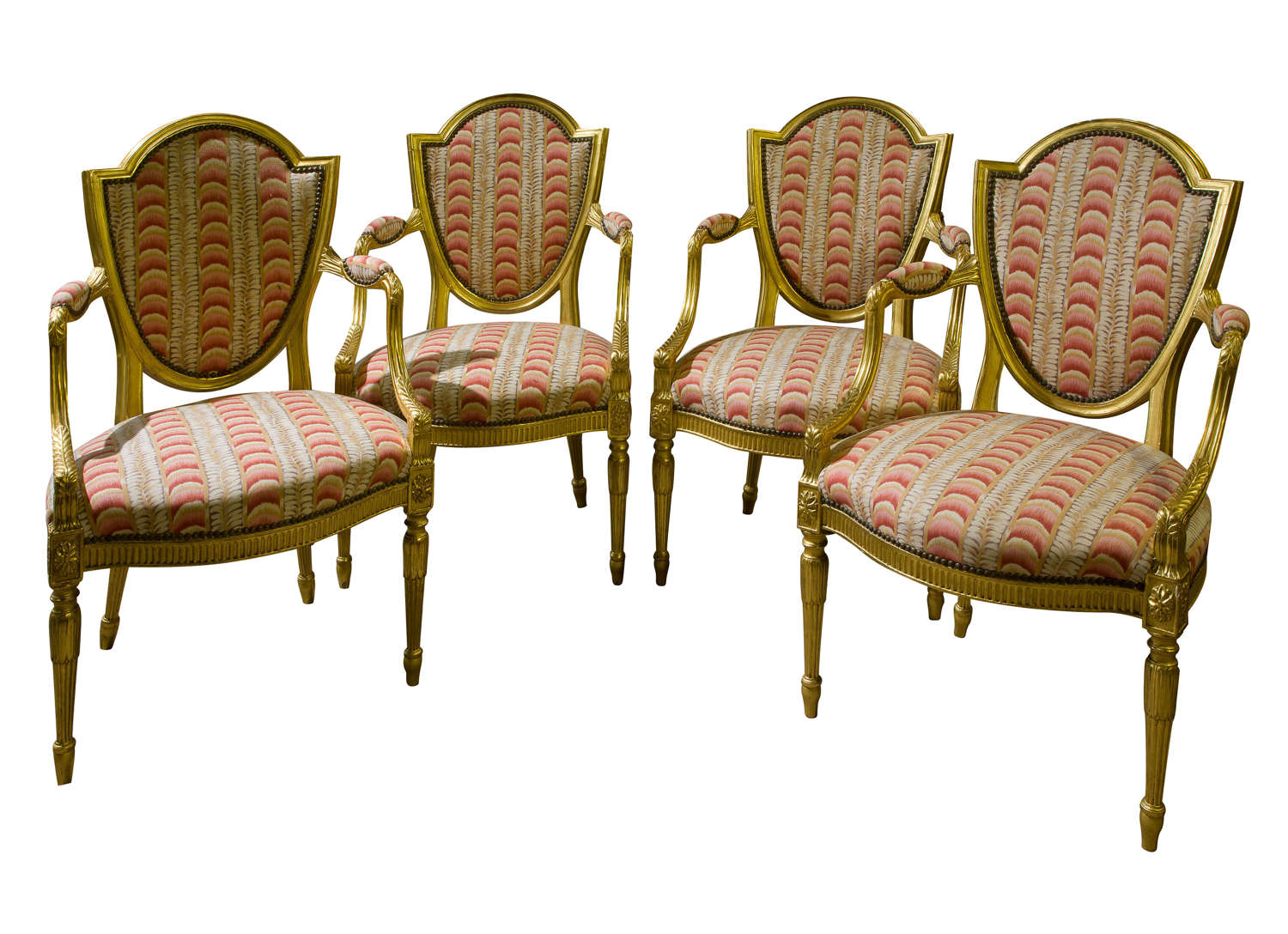 A set of 18th Century style gilded Elbow Chairs