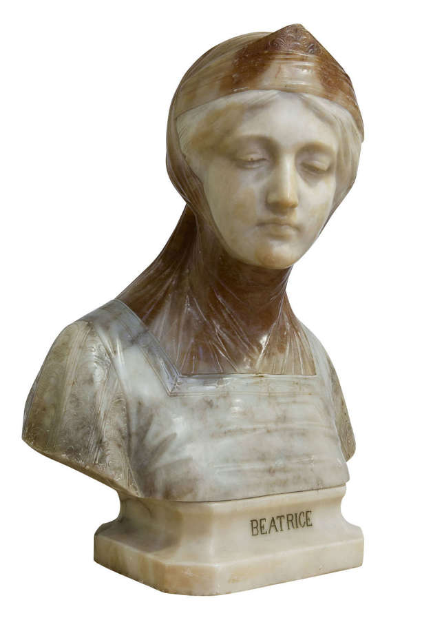 A fine Italian Carved Bust of Beatrice by Professor Ginseppe Bessi