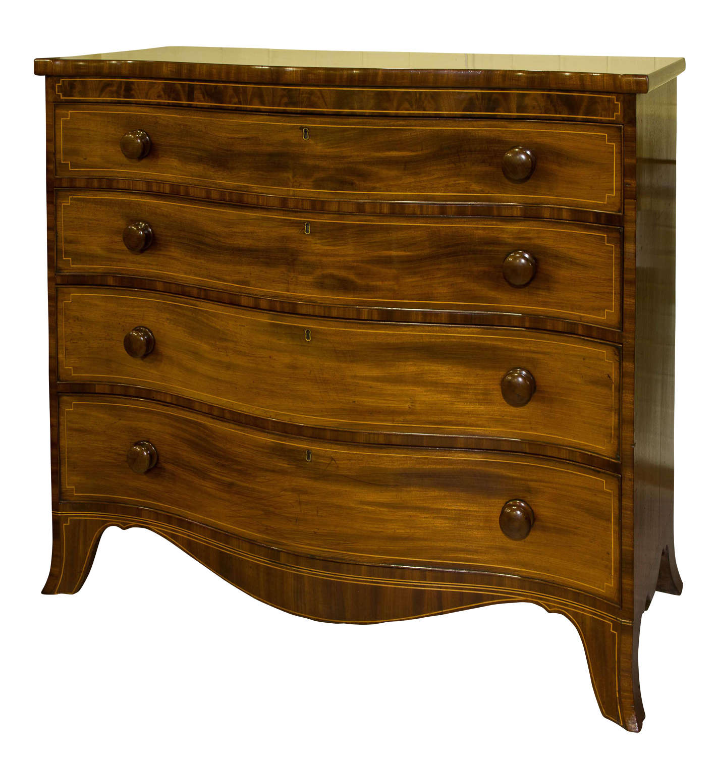 George III Mahogany serpentine fronted chest of drawers