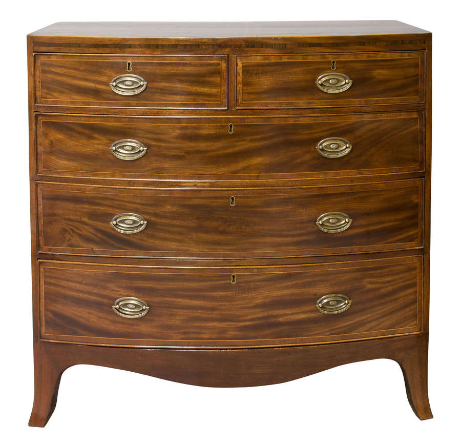 A Fine George III Mahogany and Cross Banded Bow Front Chest of Drawers