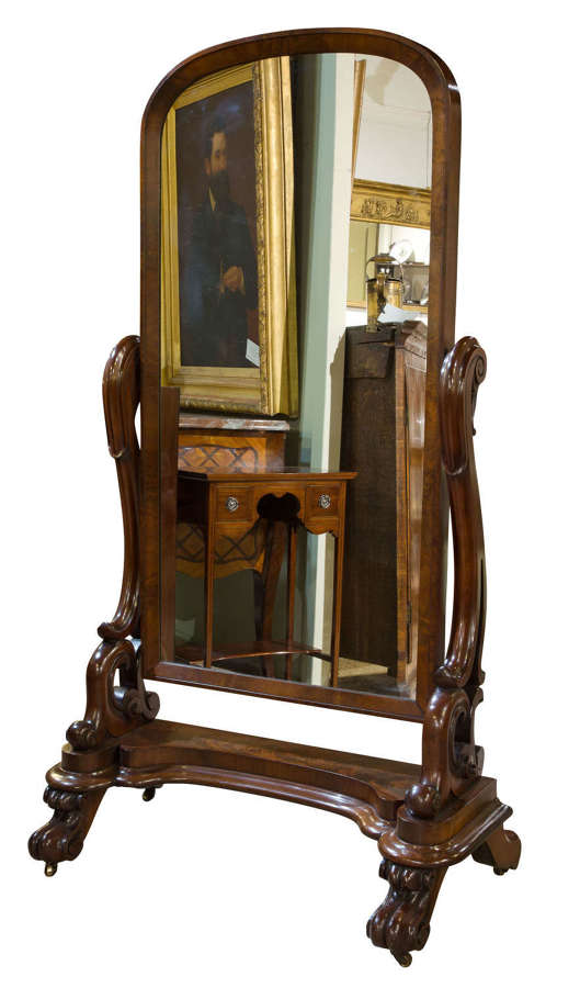 Early Victorian Mahogany Cheval Mirror