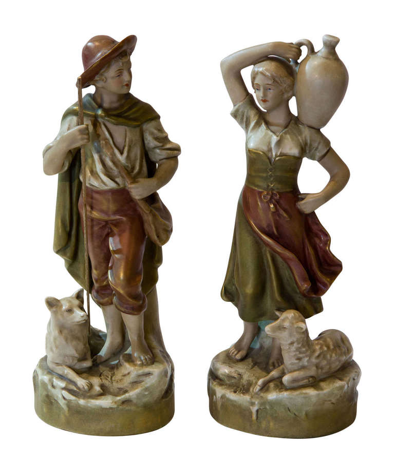 Pair of Royal Dux figurines c1910