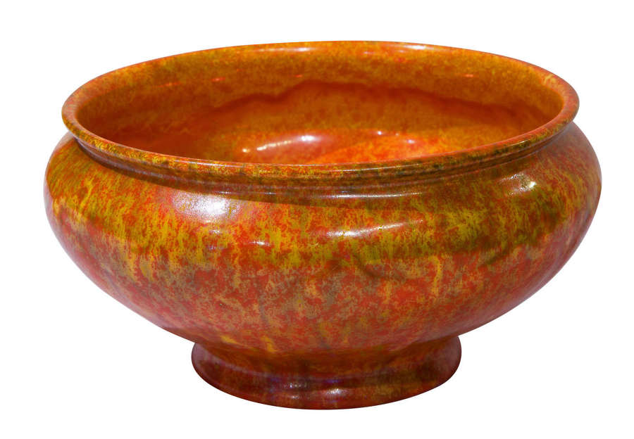 Mottled orange Pilkingtons Royal Lancastrian bowl c1920