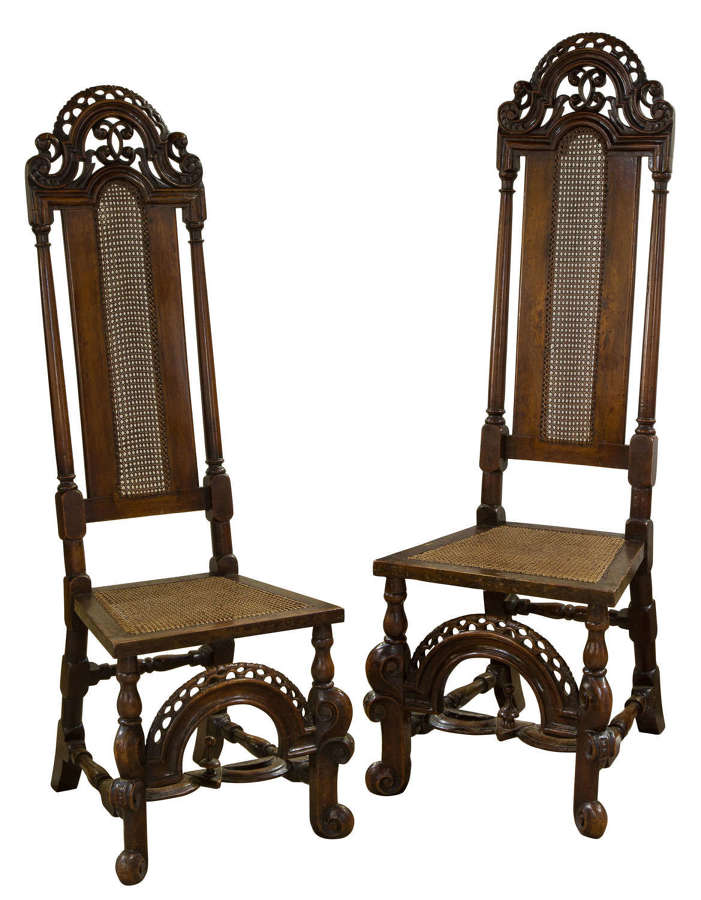 Pair of 19thc walnut high back chairs