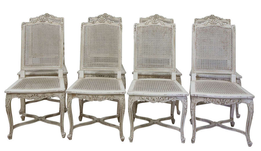 Set of Louis XV style painted chairs