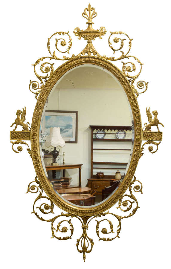 18thc Adam style gilded bevelled mirror circa 1890