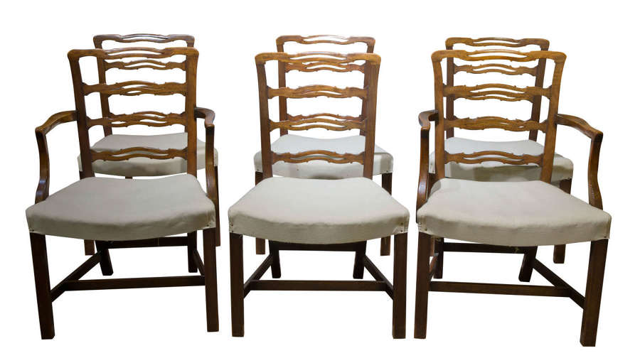 A Good set of 6 George III style mahogany ladderback chairs