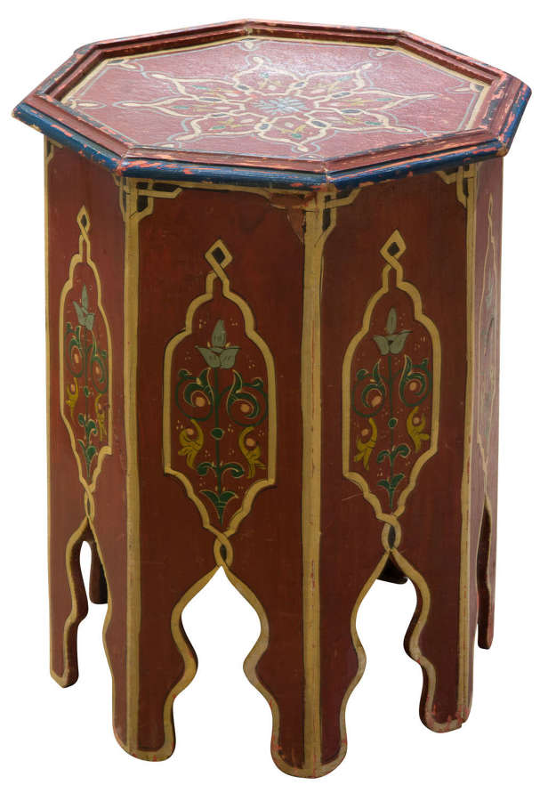 An Octagonal Middle Eastern low table with painted decoration