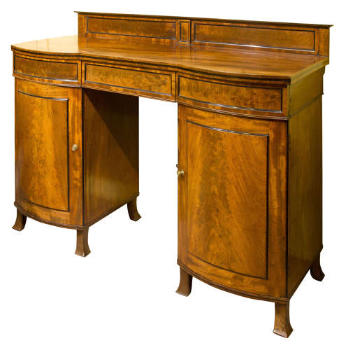 Regency bow fronted mahogany pedestal sideboard