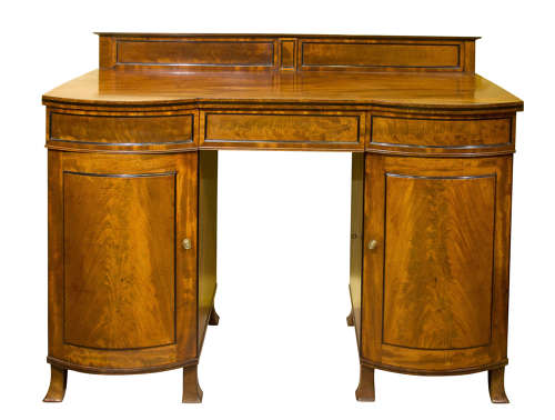 Regency bow fronted mahogany pedestal sideboard